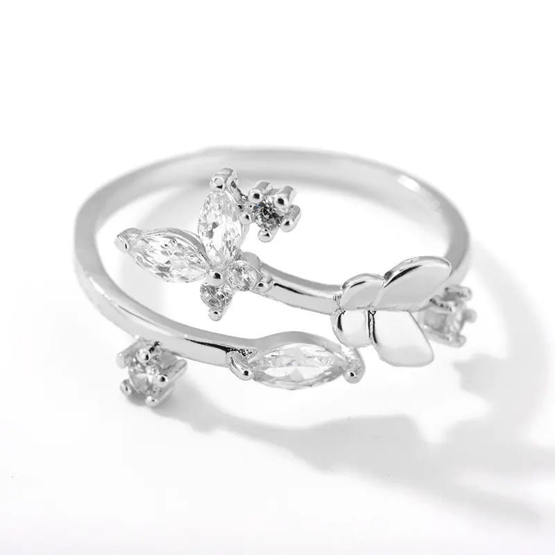 Fresh Flower Adjustable Zircon Ring