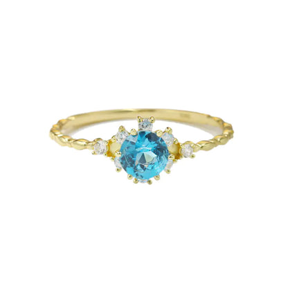 S925 Silver Natural Blue Topaz Zircon Ring
