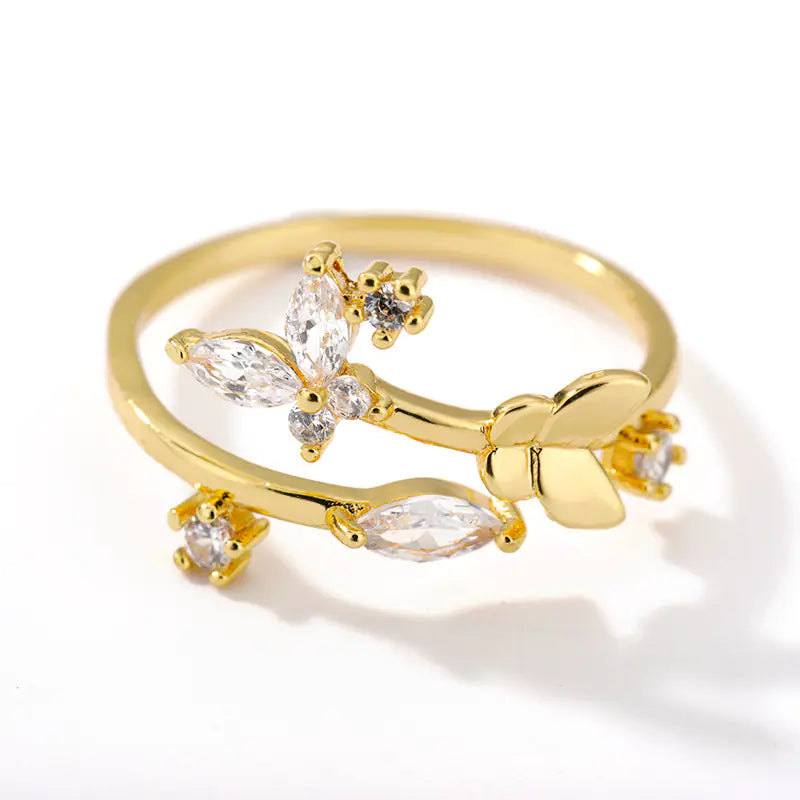 Fresh Flower Adjustable Zircon Ring