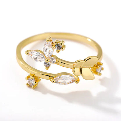 Fresh Flower Adjustable Zircon Ring