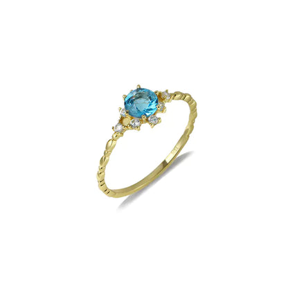 S925 Silver Natural Blue Topaz Zircon Ring