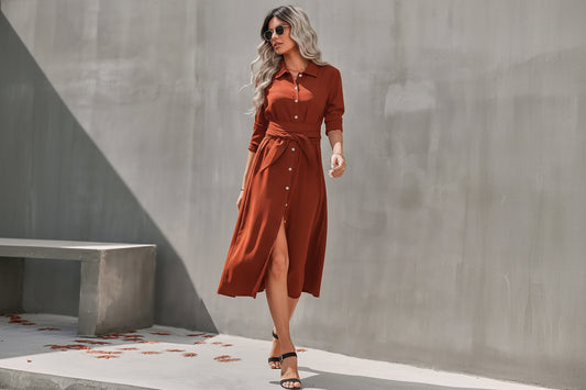 Chic Belted Shirt Dress for Women