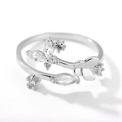 Fresh Flower Adjustable Zircon Ring