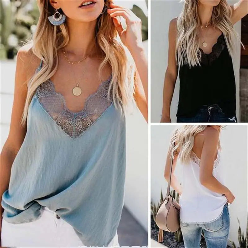 Chic Camo Lace V-Neck Tank