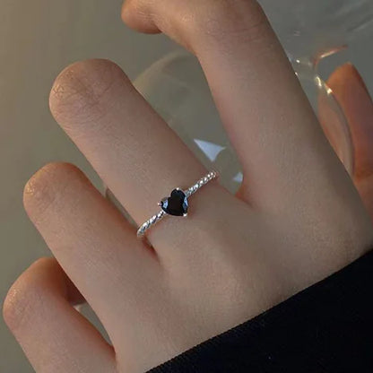 Sterling Silver Black Zirconia Elegance Ring
